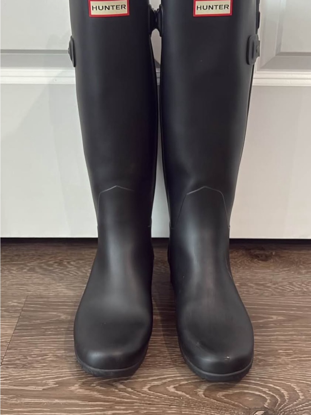 Hunter Matte Black Knee-High Rain Boots with Logo